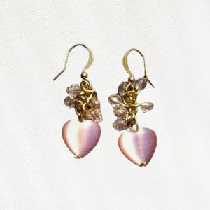 Lovely Pink Heart Short Chandelier Earrings